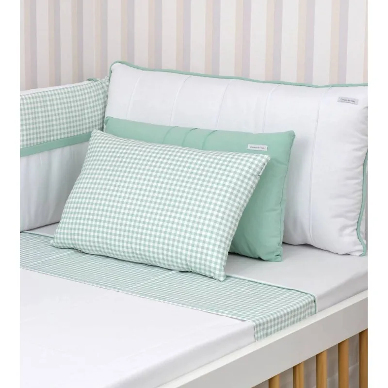 Kit de Berço Xadrez com 8 Peças Verde