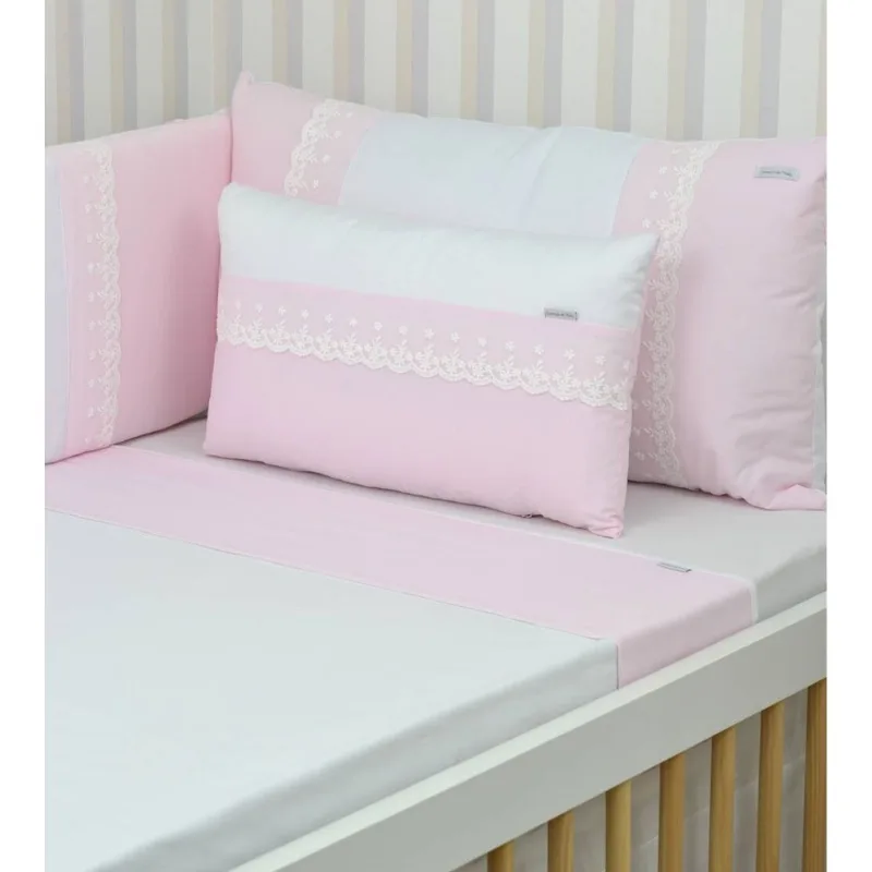Kit de Berço Helena com 7 Peças Rosa