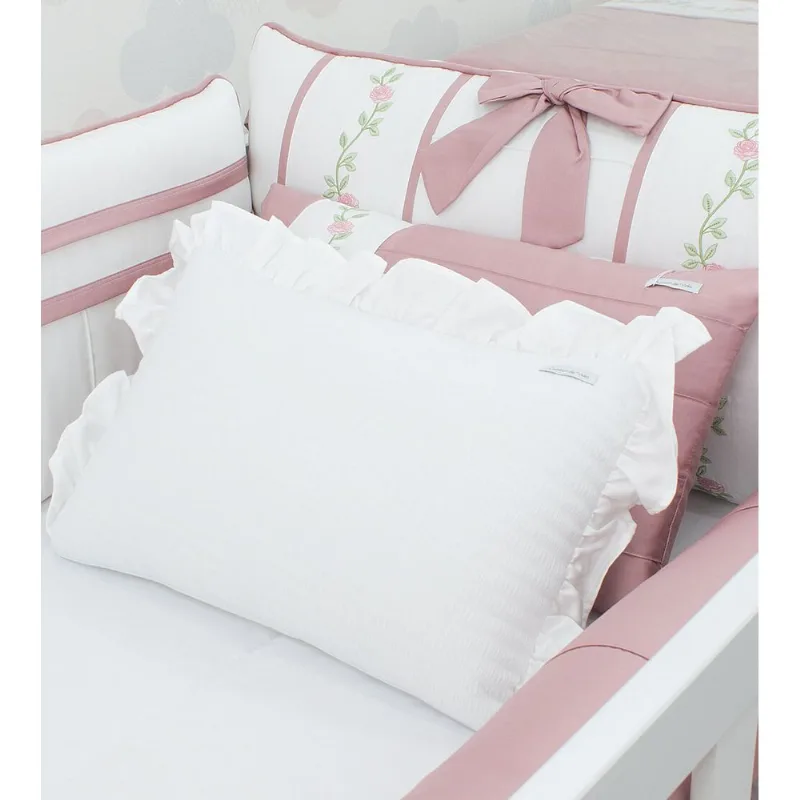 Kit de Berço Rosas 400 Fios com 6 Peças Rosa