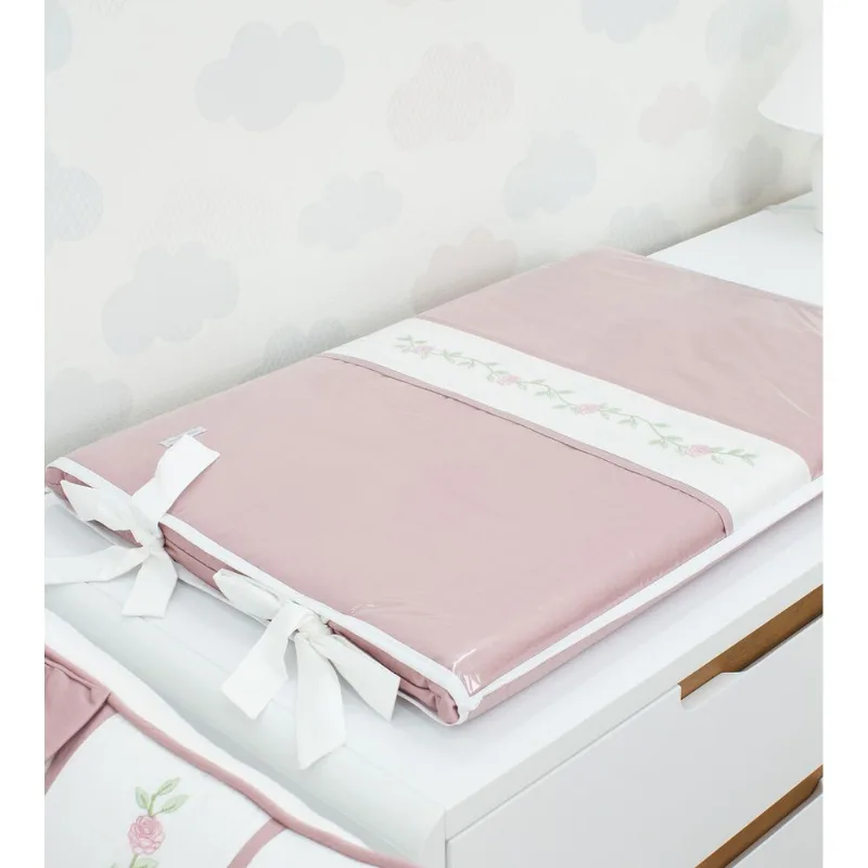 Trocador para Cômoda Rosas 400 Fios 0,70 x 0,45cm Rosa