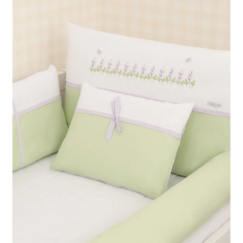 Kit de Berço Lavanda Pop com 5 Peças Lilás/Verde