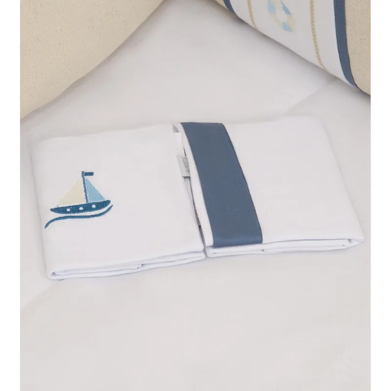 Kit Fronha Linho Náutico com 2 Peças Azul