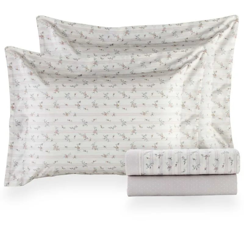 Jogo De Cama Casal 200 Fios Vintage Louise - Kacyumara Estampado