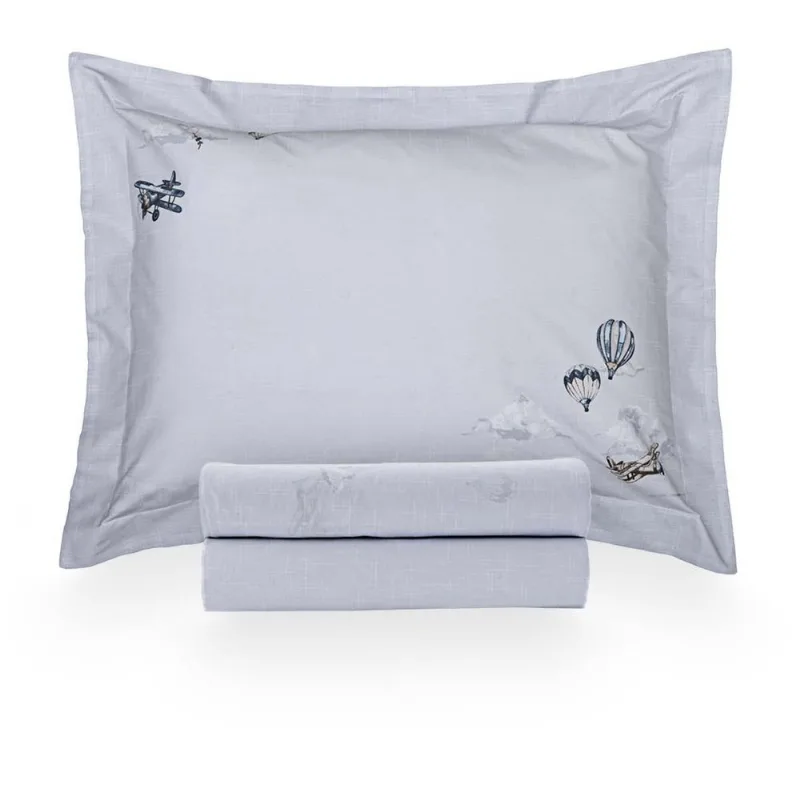 Jogo De Cama Solteiro 200 Fios Skyplane - Casa K Estampado