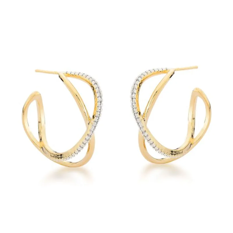 Brinco Argola dois fios entrelaçados Banhado a Ouro 18k - Atraktiva Joias
