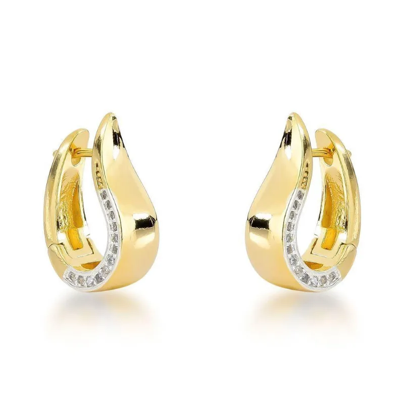 Brincos De Argola Cintilantes - Banho De Ouro 18k E Zircônias - Joalheria Fina