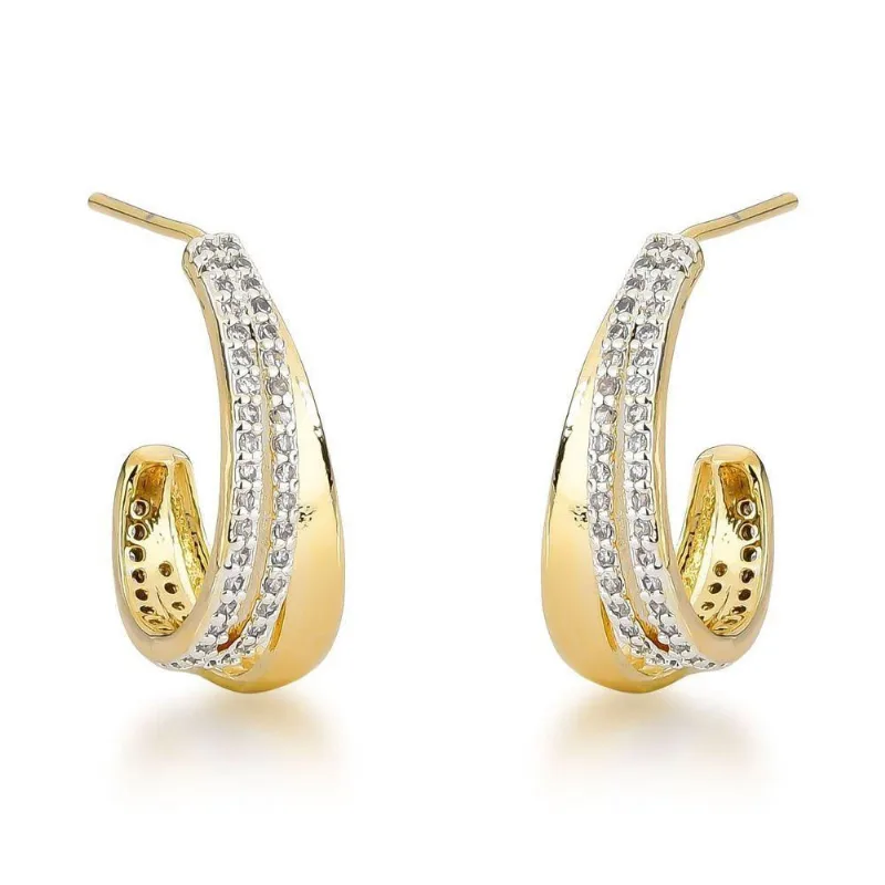 Brincos De Argola Com Faixa De Zircônias - Banhados A Ouro 18k - Atraktiva Joias