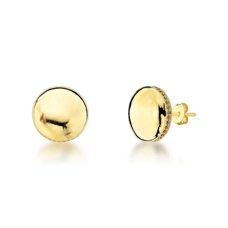 Brincos De Botão Banhados A Ouro 18k - Design Clássico E Polido - Atraktiva Joias
