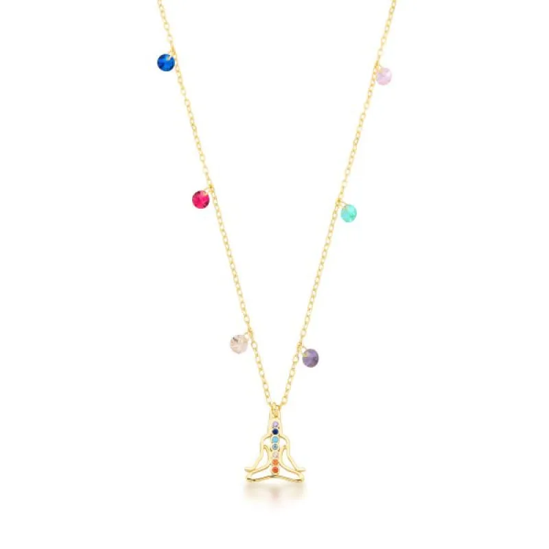 Colar Meditação 7 Chacras Com Zirconias Banhado a Ouro 18k - Atraktiva Joias