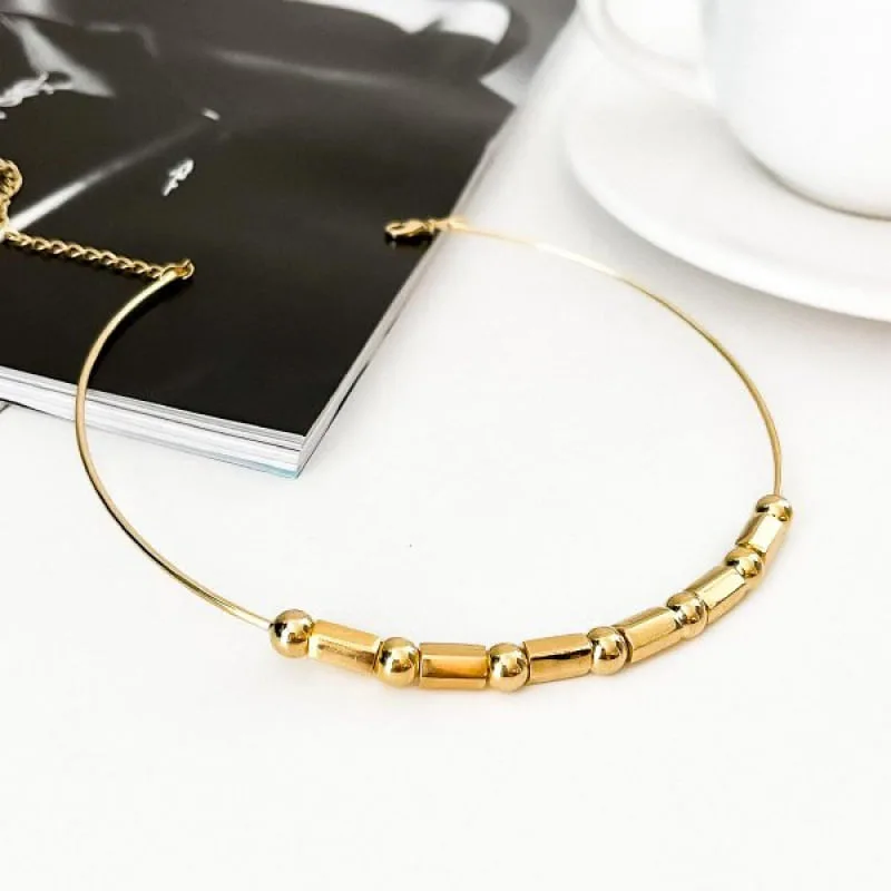 Colar Aro com Bolas Canutilhos Banhado a Ouro 18k - Atraktiva Joias