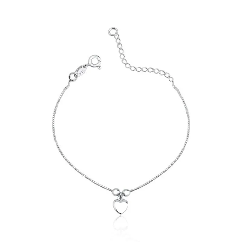 Pulseira Bolas 3mm Coração Prata 925 - Atraktiva Joias