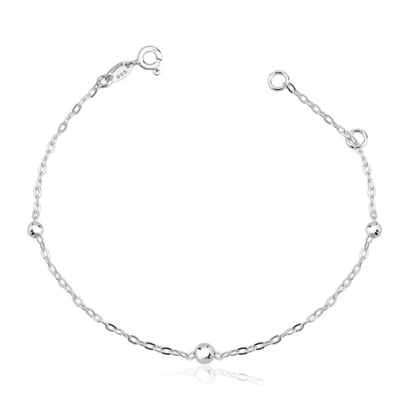 Pulseira Infantil Bolas 3mm 4mm Prata 925 - Atraktiva Joias