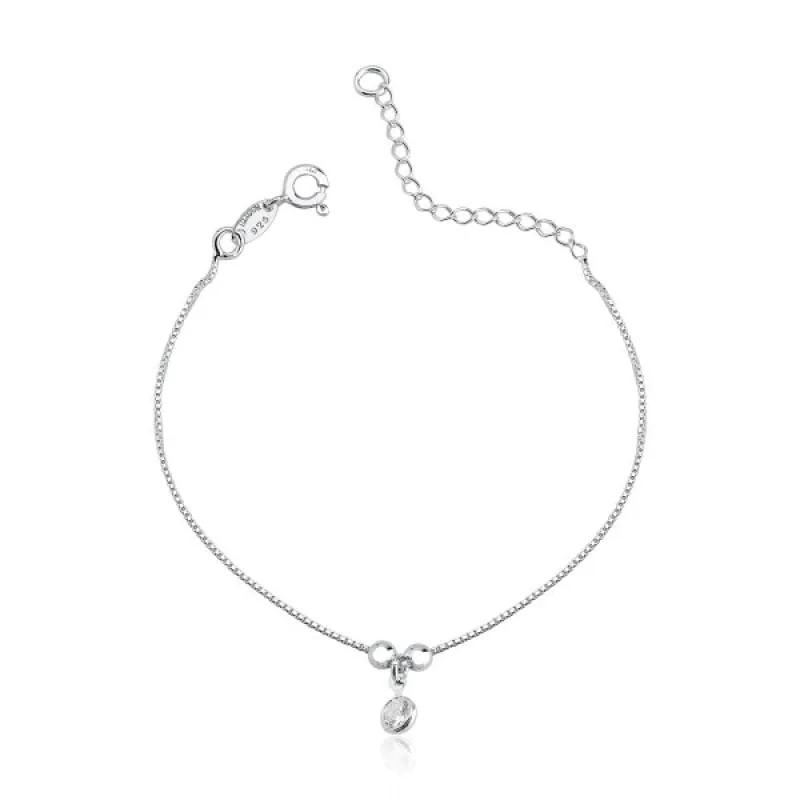 Tornozeleira Bolas 3mm Ponto de Luz Prata 925 - Atraktiva Joias