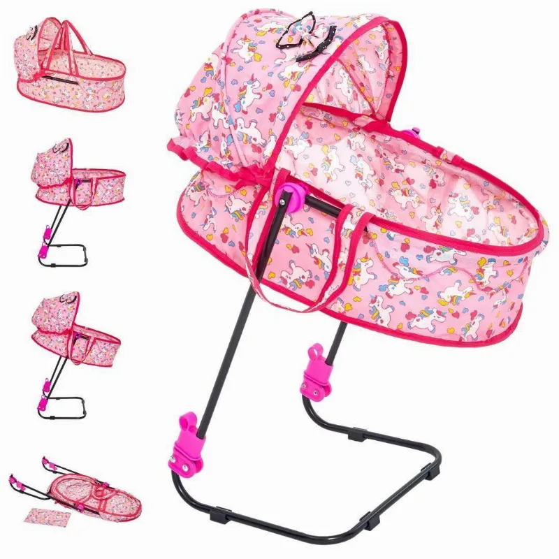 Berço De Boneca Veneza Baby Luxo Rosa 75cm - Unicórnio Rosa
