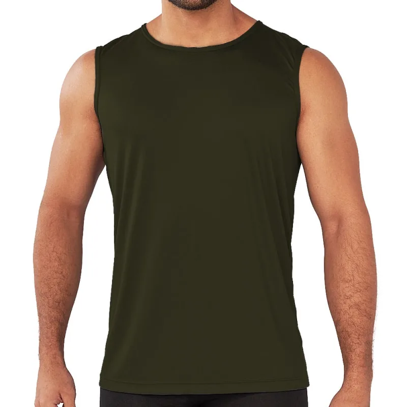Camiseta Regata Esportiva Masculina Delfit Day By Day Poliamida Verde Militar - Não Disponível - Moda