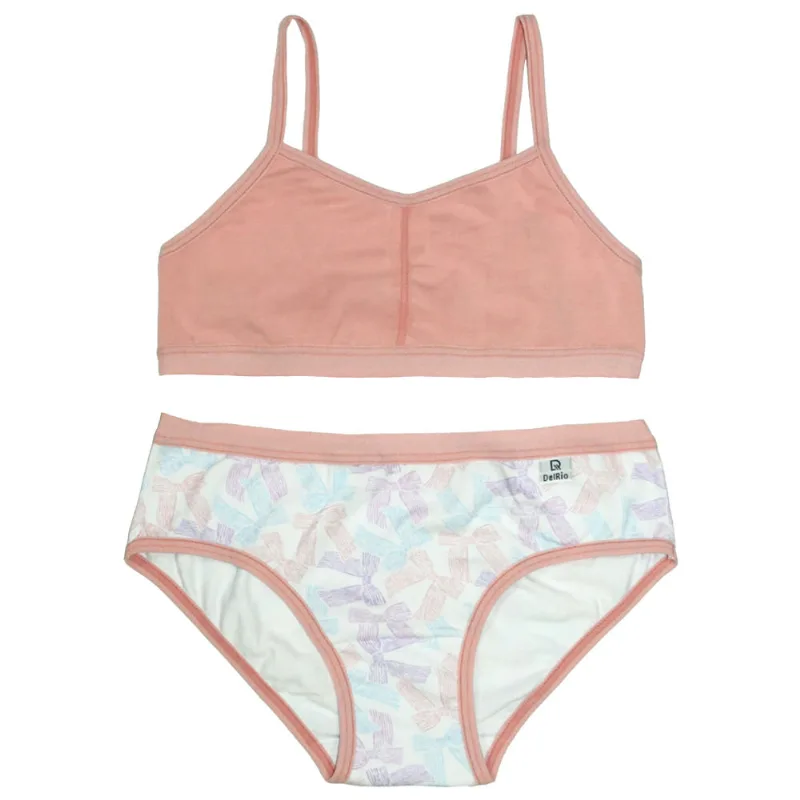 Conjunto Soutien + Calcinha Em Cotton Infantil Bc/Lacinhos- Rp - DelRio