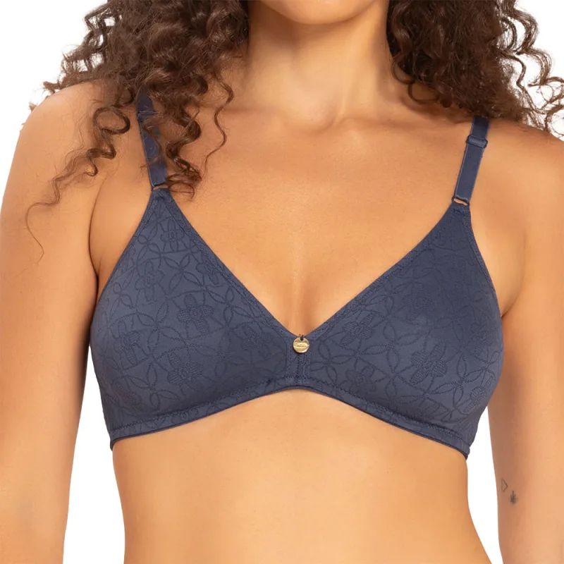 Sutiã Jacquard DelRio Bojo Duplo Microfibra Azul Marinho - DelRio