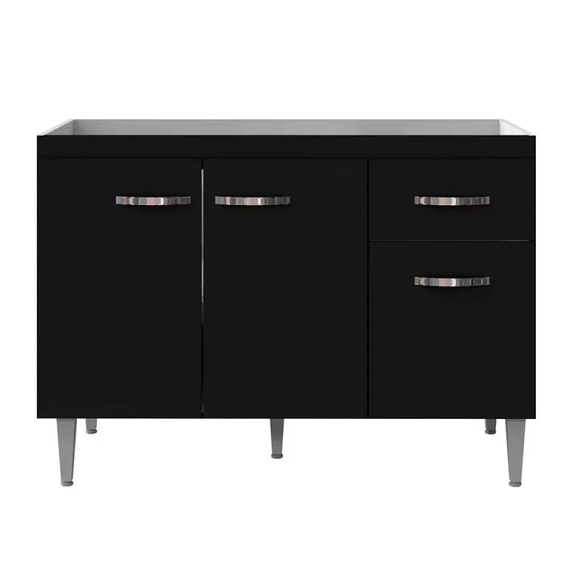 Balcão De Cozinha 3 Portas Cheltenham Preto Fosco - OUTRAS - Móveis