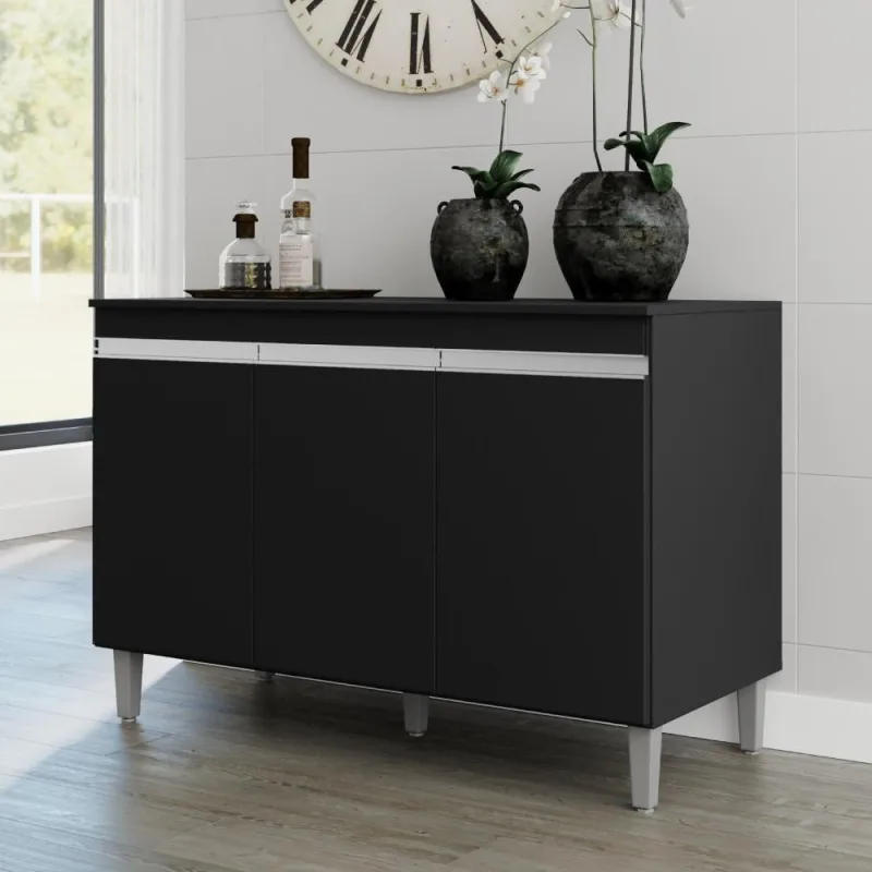 Balcão De Cozinha 3 Portas Northampton Preto - OUTRAS - Móveis