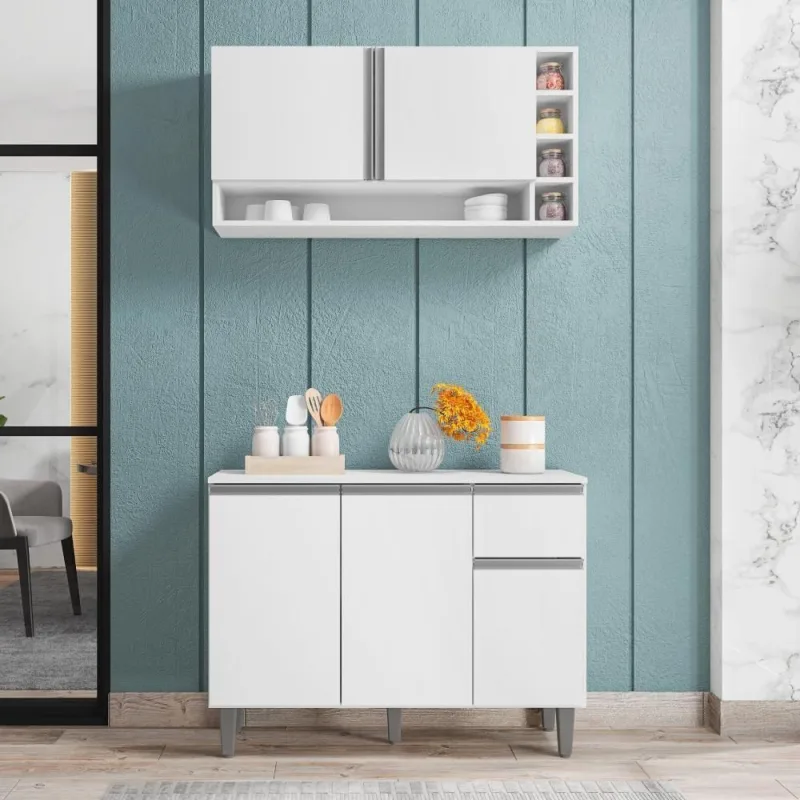 Balcão E Aéreo Para Cozinha Miami Branco - OUTRAS - Móveis