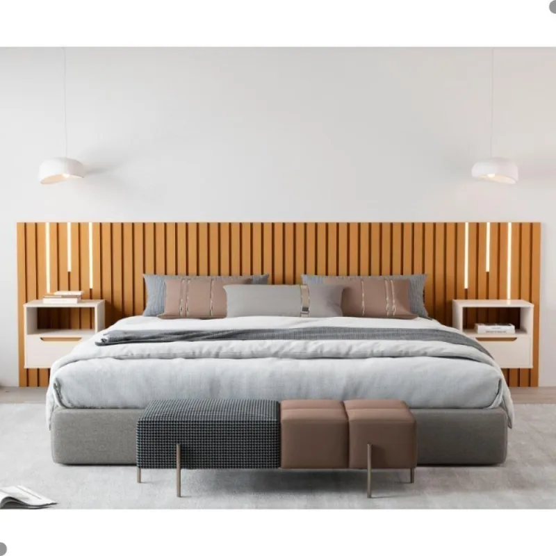 Cabeceira Ripada De Casal Com Led Locarno Nature Pérola - OUTRAS - Móveis