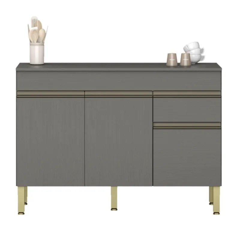 Balcão De Cozinha Com Tampo E 3 Portas Salisburia Gris - OUTRAS - Móveis