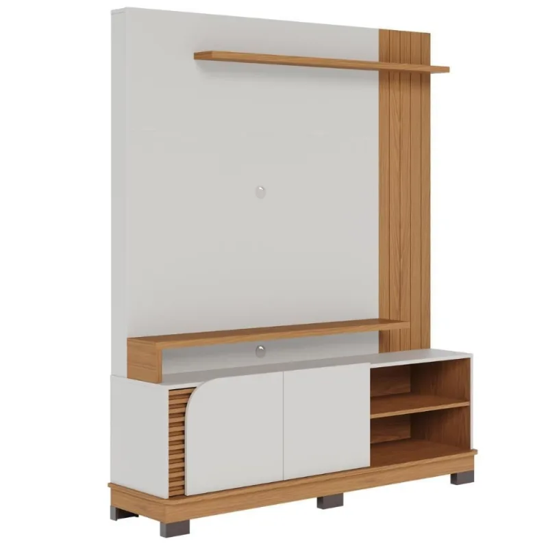 Home Para Tvs 65 3 Prateleiras Bia Off White Matte Freijó - OUTRAS