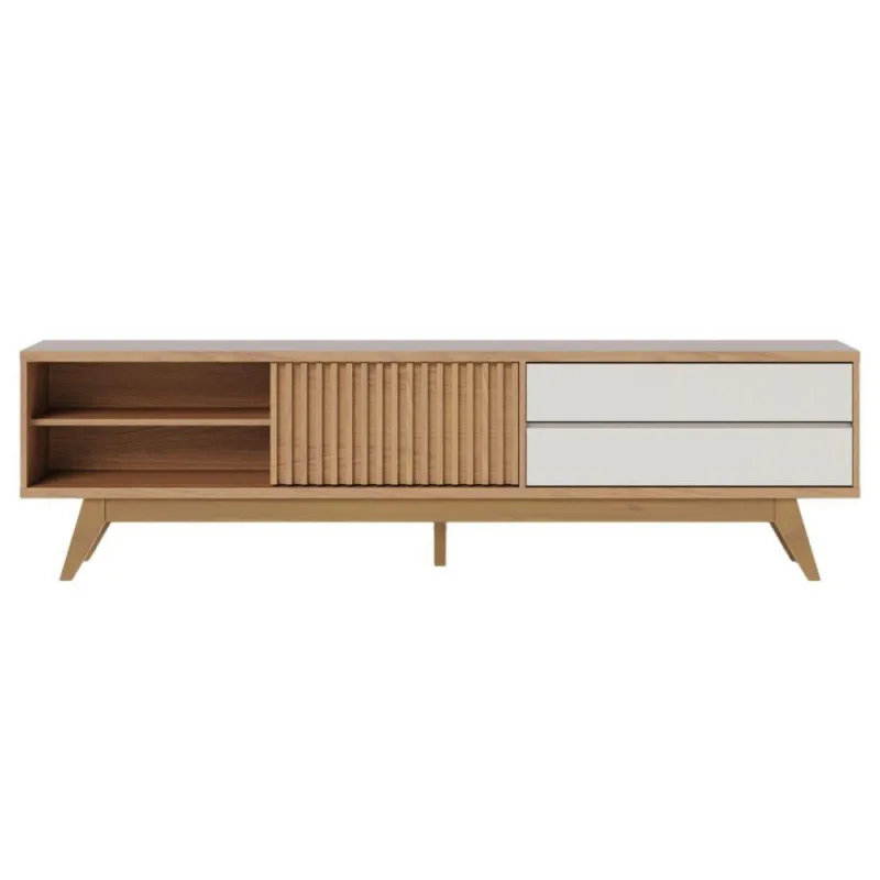 Rack Frisado Para Tvs 75 Calabria Freijó Off White Matte - colibri móveis