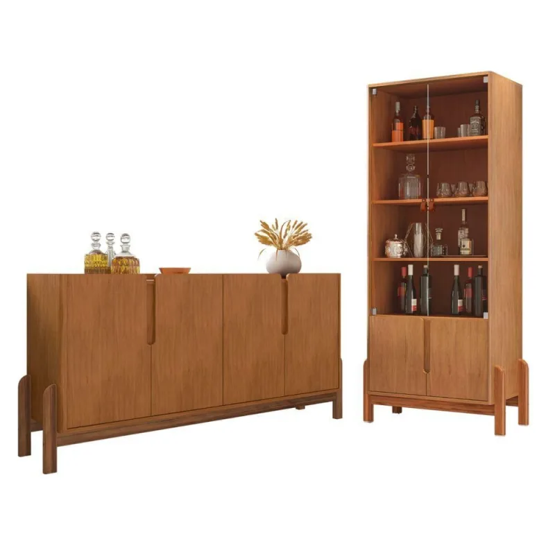 Conjunto De Cristaleira E Buffet Maricá Cedro - Casah