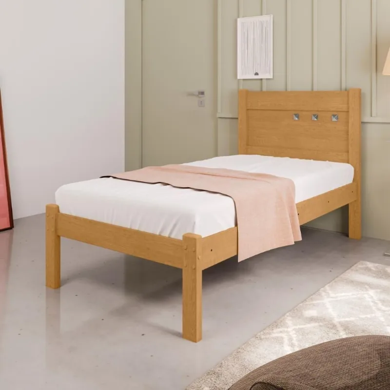 Cama De Solteiro Bilac Com Colchão Naturalle Off White