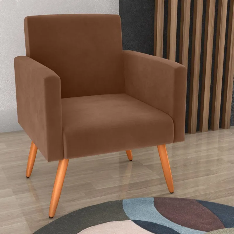 Poltrona Para Decoração Belém Veludo Ferrugem - Casah