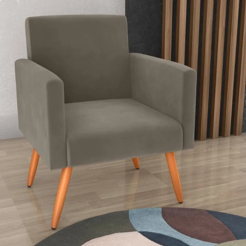 Poltrona Para Decoração Belém Veludo Cappuccino - OUTRAS