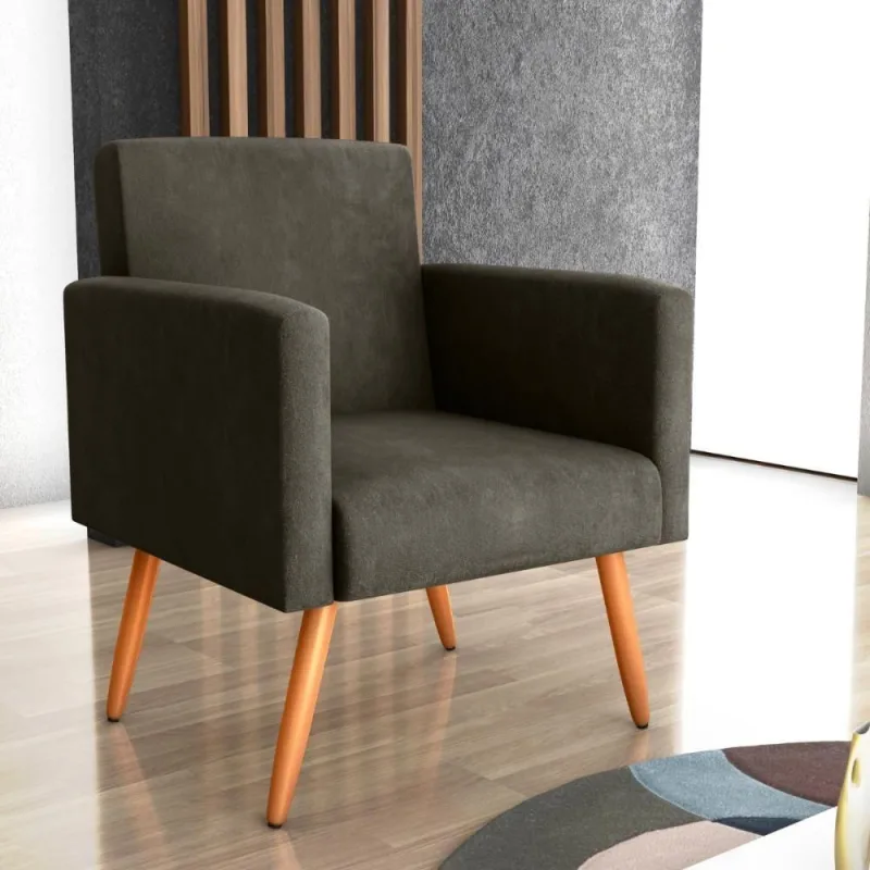 Poltrona Para Decoração Belém Veludo Turkey Marrom - OUTRAS