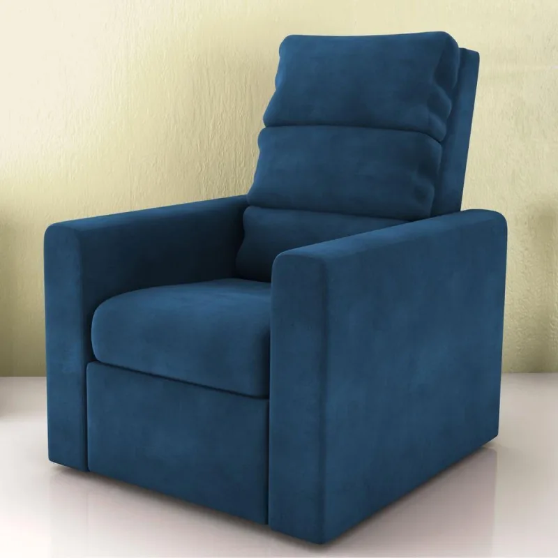 Poltrona Reclinável Saul Veludo Azul - Casah - Agro