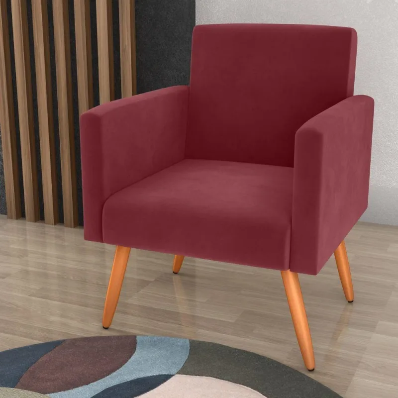 Poltrona Para Decoração Sara Veludo Vinho - Casah