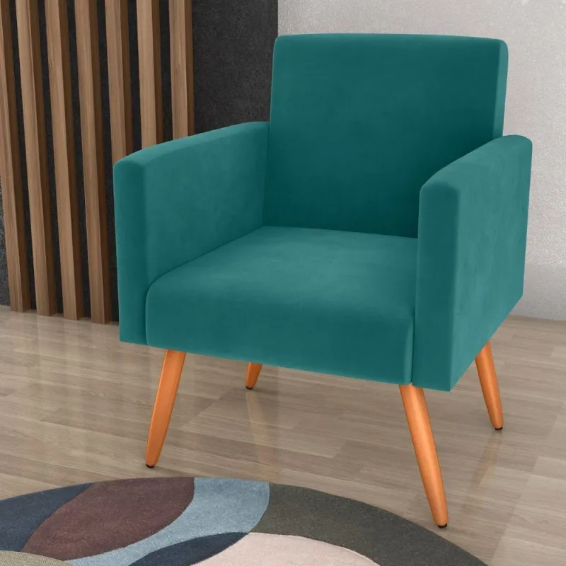 Poltrona Para Decoração Sara Veludo Verde Menta - Casah