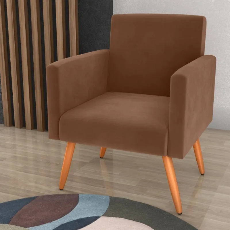 Poltrona Para Decoração Sara Veludo Ferrugem - OUTRAS
