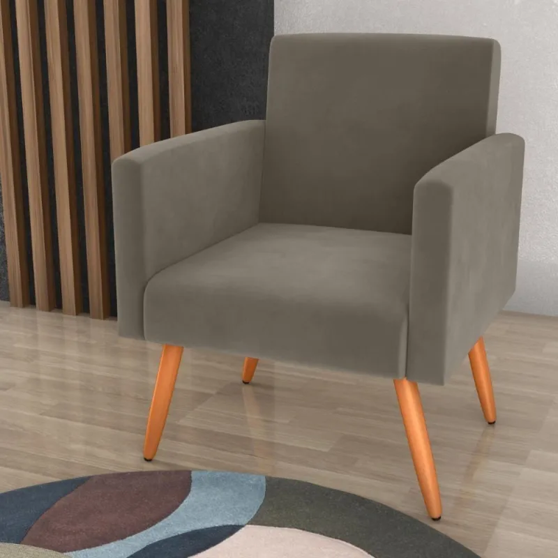 Poltrona Para Decoração Sara Veludo Cappuccino - OUTRAS