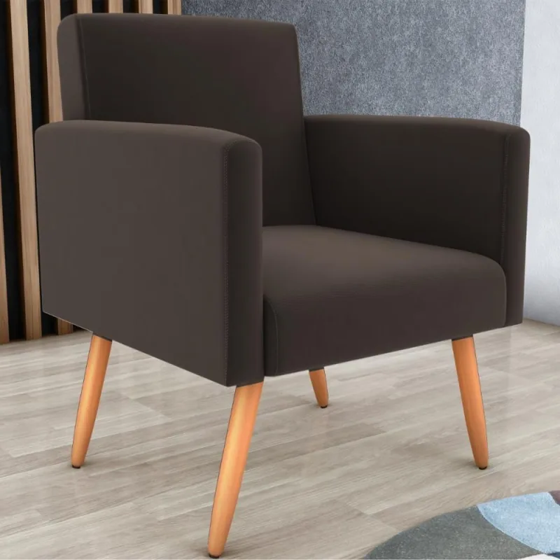 Poltrona Para Decoração Sara Suede Marrom - OUTRAS