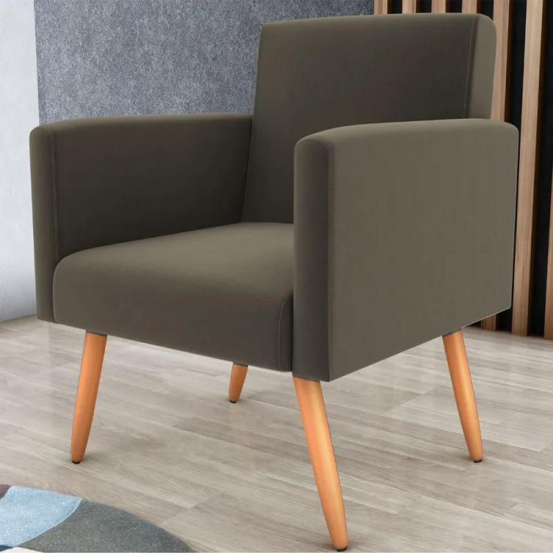 Poltrona Para Decoração Sara Suede Cappuccino - Casah