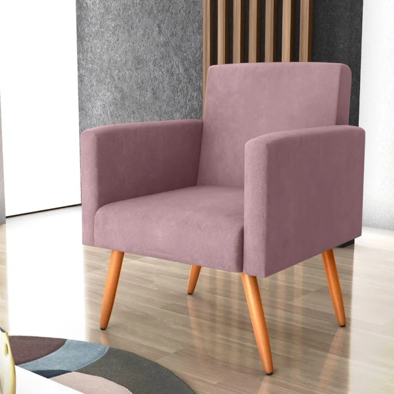 Poltrona Para Decoração Sara Veludo Turkey Rosa - Casah - Agro