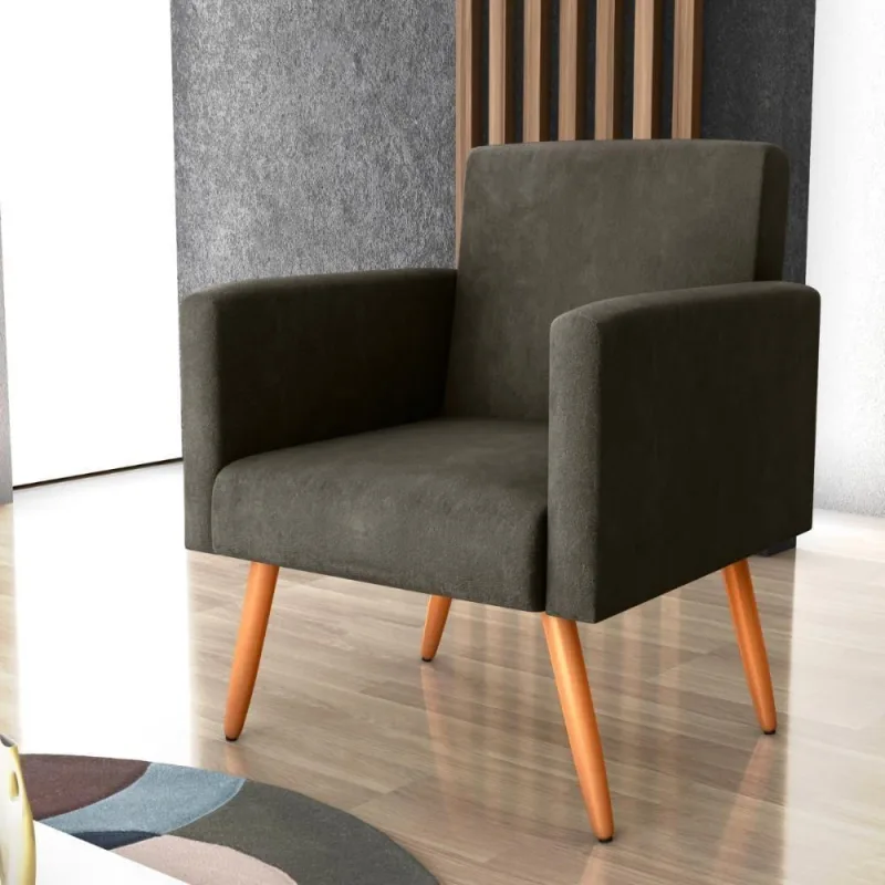 Poltrona Para Decoração Sara Veludo Turkey Marrom - OUTRAS - Agro