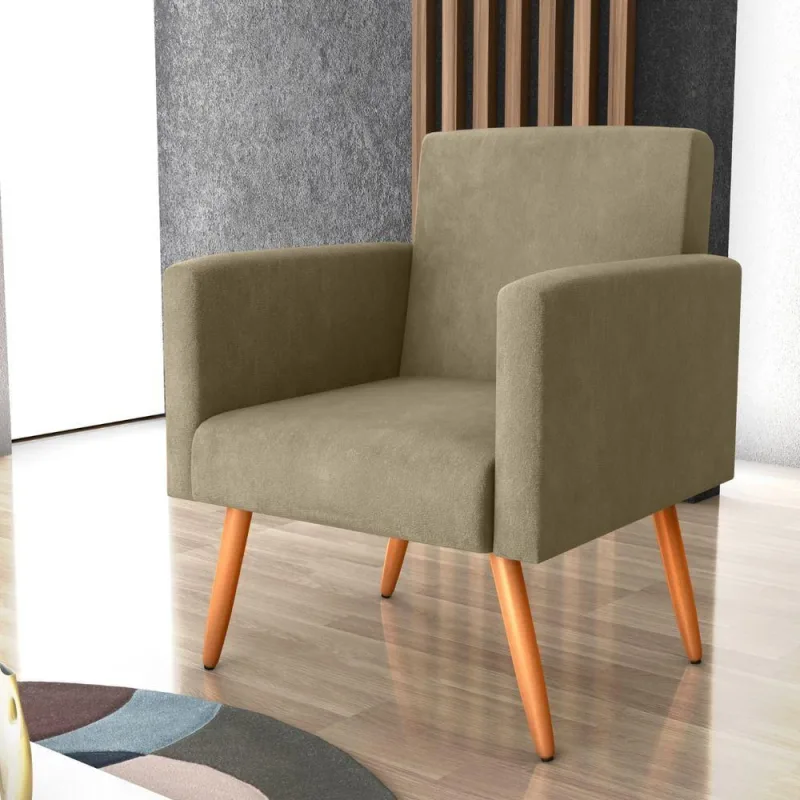Poltrona Para Decoração Sara Veludo Turkey Cappuccino - Casah