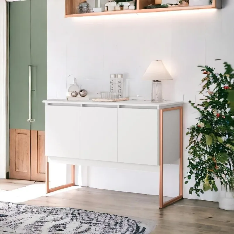 Balcão Buffet Bolzano Branco Cobre - OUTRAS