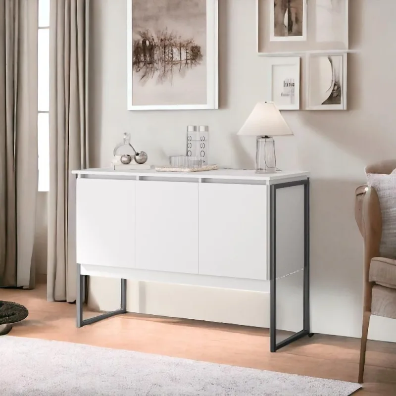 Balcão Buffet Bolzano Branco Preto - OUTRAS