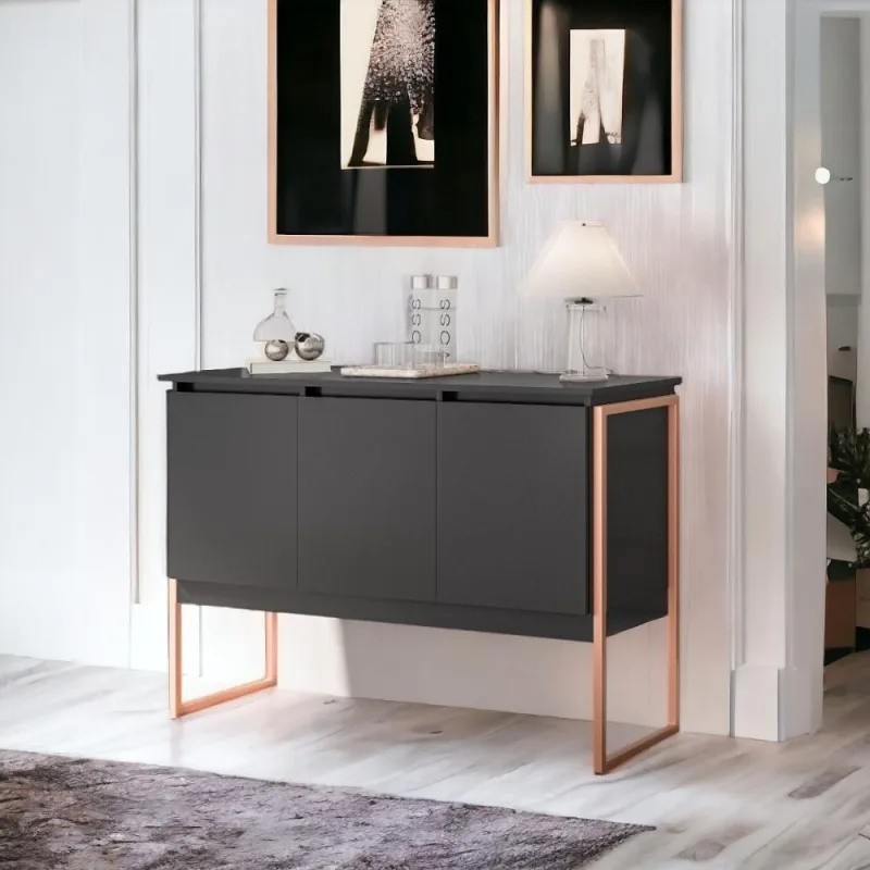 Balcão Buffet Bolzano Preto Cobre - OUTRAS