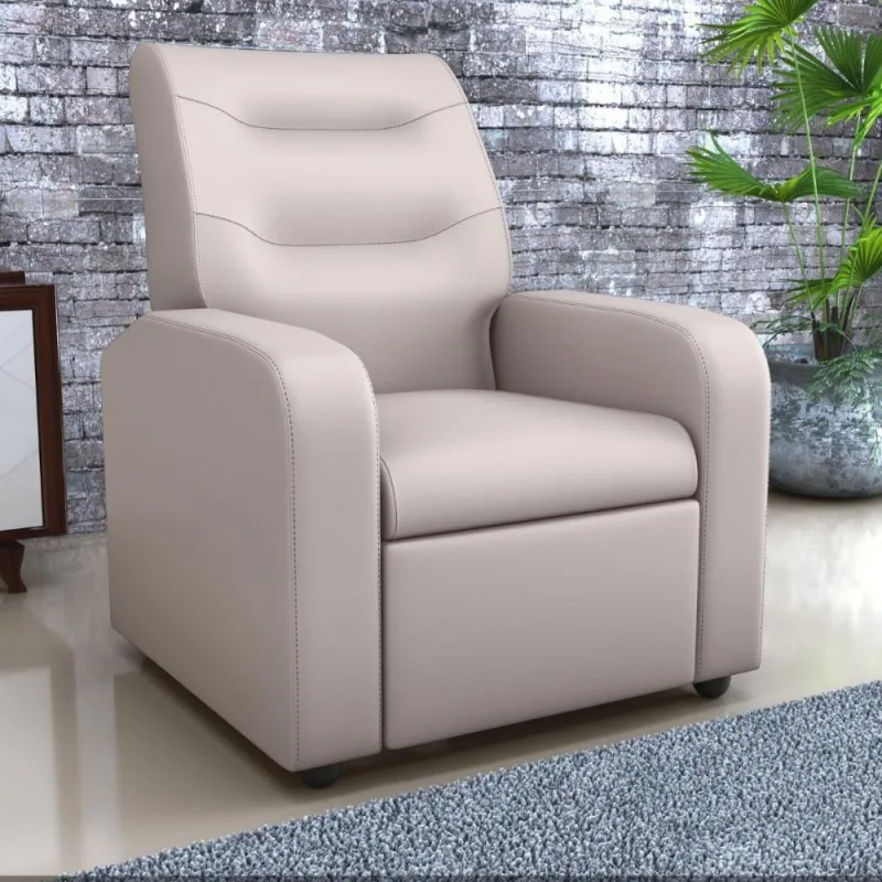 Poltrona Decorativa Reclinável Pireu Corino Bege - OUTRAS