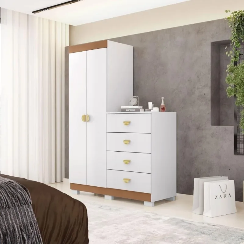 Cômoda Roupeiro 4 Gavetas Gerórgia Branco Camarim - Casah
