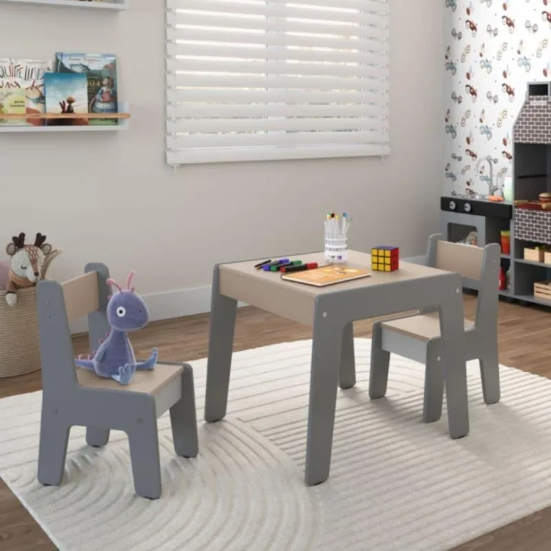 Conjunto De Mesa Com 2 Cadeiras Goiania Cinza - Casah