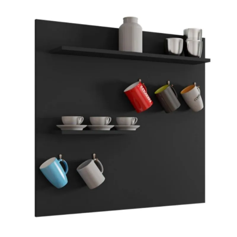 Painel Cantinho do Café Cássia 68CM MDP 2 Prateleiras Preto Casah
